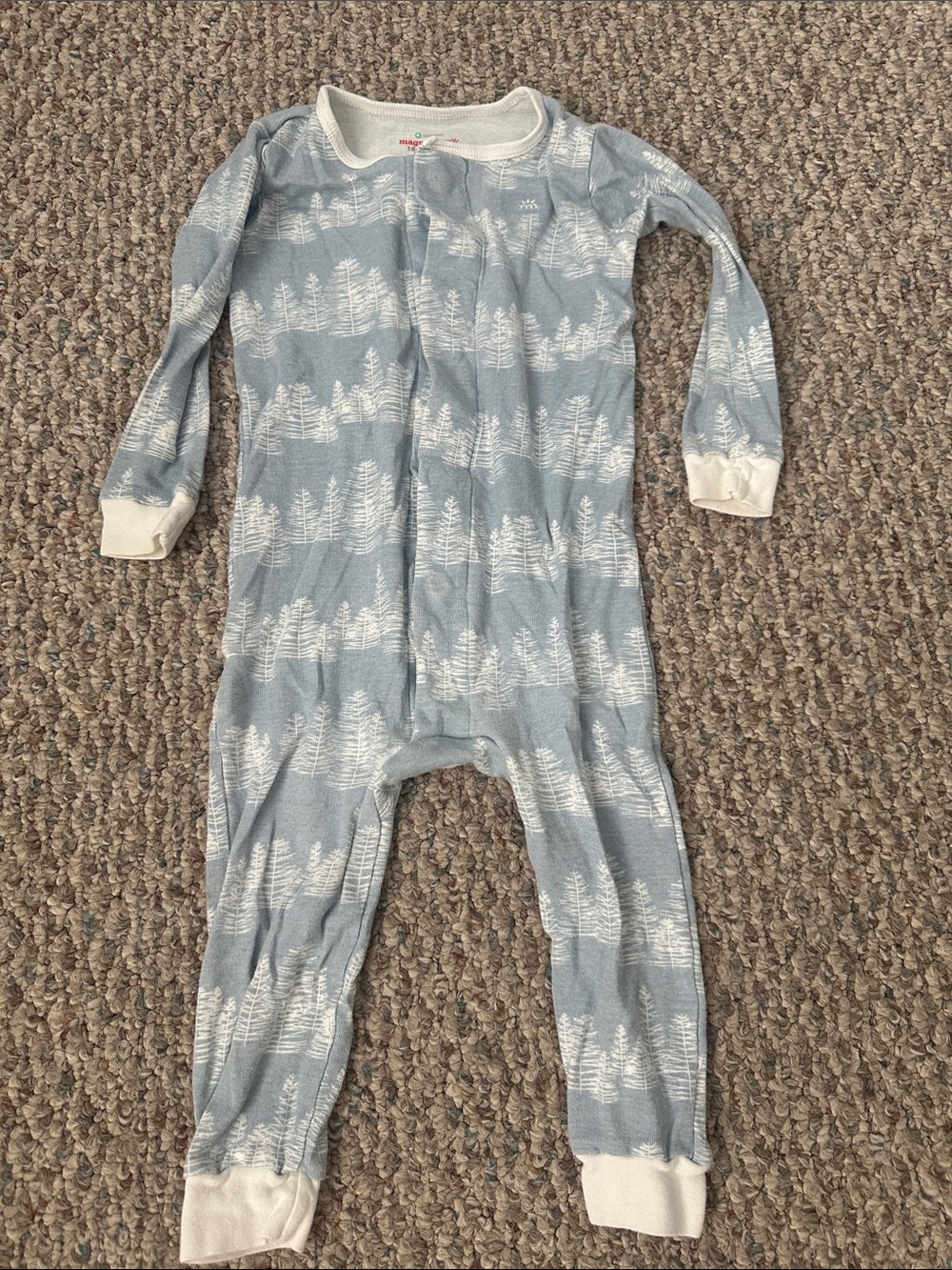 Magnetic Me Blue Forest-Print Footed One-Piece